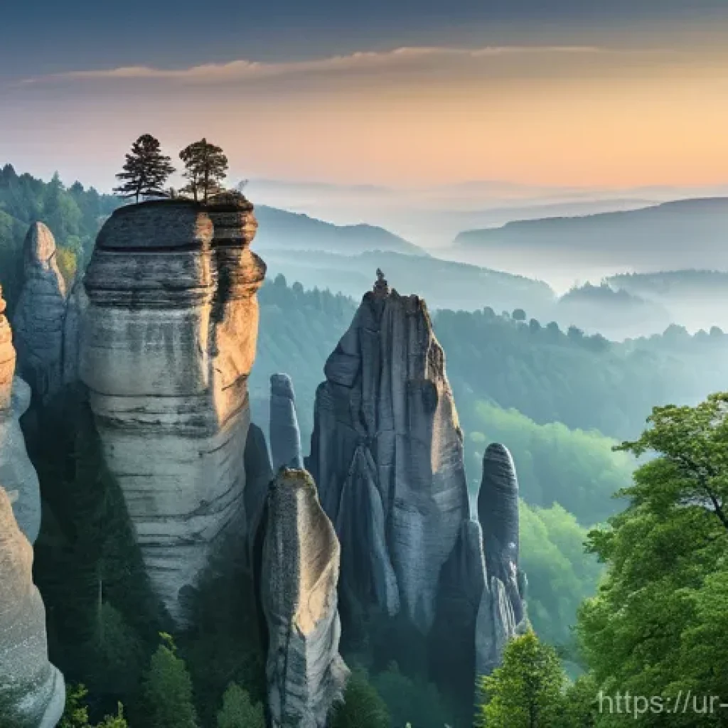 아드르슈파흐 바위 도시 - **Prompt 1: The Majestic Rock City of Adrspach at Dawn**
    "A breathtaking panoramic view of the A...