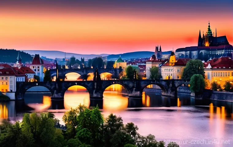 체코의 유네스코 문화유산 - **Historic Prague Panorama at Dusk:** A breathtaking panoramic view of the Historic Centre of Prague...