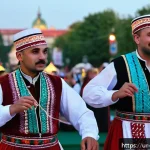 Home 22 체코와 헝가리의 정치 관계 - A vibrant cultural festival scene in Prague showcasing Hungarian and Czech artists performing tradit...