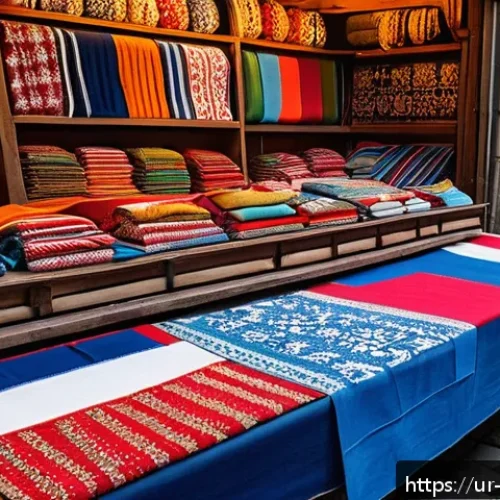Home 31 체코 기념품 추천 - A vibrant scene of a traditional Czech market stall in Prague’s Old Town, showcasing hand-embroidere...